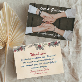 Cartão De Agradecimento Casamento no inverno romântico