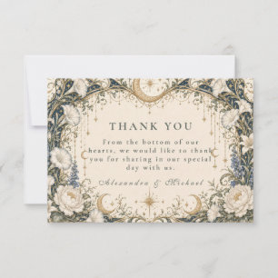 Cartão De Agradecimento Casamento no Jardim Celestial Romântico