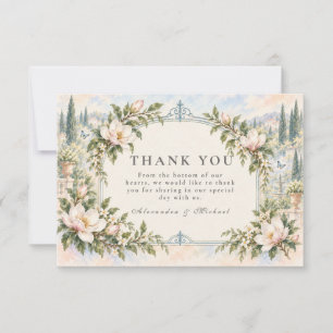 Cartão De Agradecimento Casamento no Jardim de Magnólia Elegante
