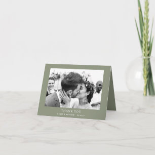 Cartão De Agradecimento Casamento no Jardim Verde Sage. Dobradura de Foto