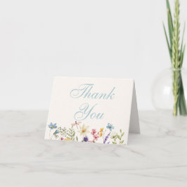 Cartão De Agradecimento Casamento no Prado de Flores Silvestres Caprichoso