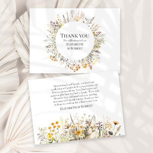 Cartão De Agradecimento Casamento no Prado de Flores Silvestres de Pêssego