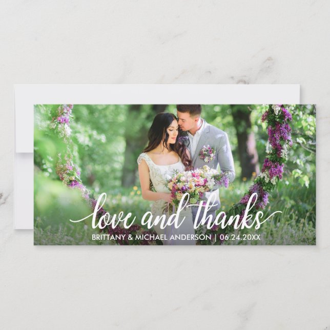 Cartão De Agradecimento Casamento Obrigado Amor e Obrigados Foto W (Frente)