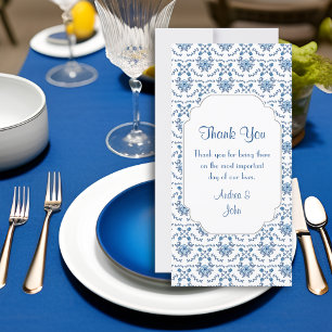Cartão De Agradecimento Casamento Obrigado Chinoiserie Delft Padrão Azul