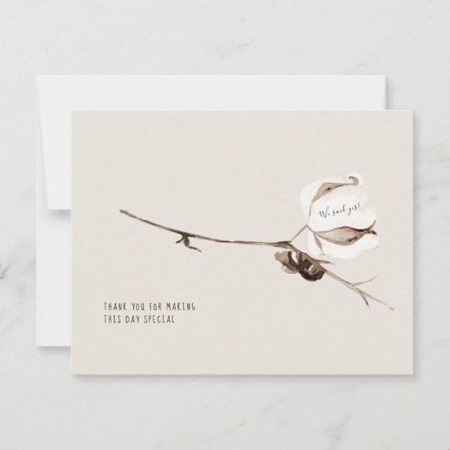 Cartão De Agradecimento Casamento Obrigado Dissemos Sim Simples Frio de Al (Frente)