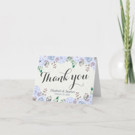 Cartão De Agradecimento Casamento Obrigado Elegante Floral Aquarela Azul