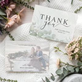 Cartão De Agradecimento Casamento Obrigado Eucalipto Verde Sálvia Rústico 