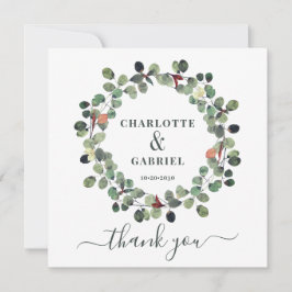 Cartão De Agradecimento Casamento Obrigado Eucalyptus Greenery