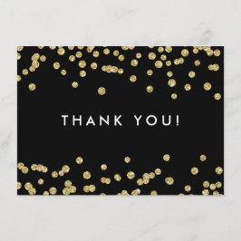 Cartão De Agradecimento Casamento Obrigado Faux Glitter Confetti Black Dou