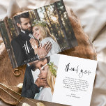 Cartão De Agradecimento Casamento Obrigado Foto Escrita Manuscrita Elegant<br><div class="desc">Casamento manuscrito Obrigado Cartões que têm uma foto na frente e atrás. Os cartões de agradecimento contêm uma tipografia cursiva moderna,  escrita com letra de mão,  que é elegante,  simples e moderna para usar depois de você celebrar o dia de casamento simples e minimalista.</div>