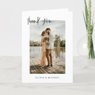 Cartão De Agradecimento Casamento Obrigado Foto Minimalista Romântica