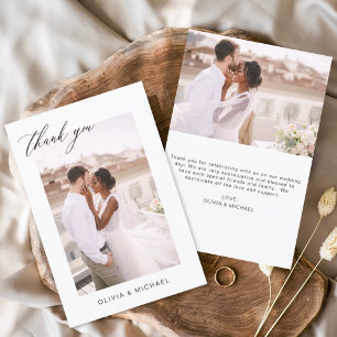 Cartão De Agradecimento Casamento Obrigado Foto Minimalista Romântica