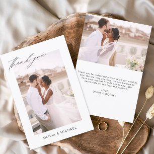 Cartão De Agradecimento Casamento Obrigado Foto Minimalista Romântica
