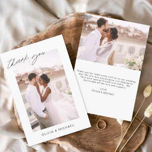 Cartão De Agradecimento Casamento Obrigado Foto Minimalista Romântica