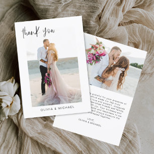 Cartão De Agradecimento Casamento Obrigado Foto Minimalista Romântica