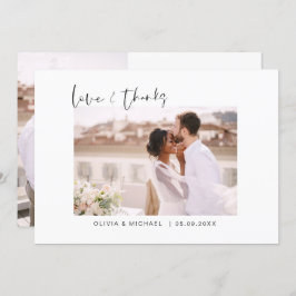 Cartão De Agradecimento Casamento Obrigado Foto Minimalista Simples