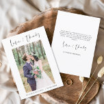 Cartão De Agradecimento Casamento Obrigado Foto Minimalista Simples<br><div class="desc">Nado Obrigado Cartões que têm uma foto na frente e atrás. Os cartões de agradecimento contêm uma tipografia cursiva moderna,  escrita com letra de mão,  que é elegante,  simples e moderna para usar depois de você celebrar o dia de casamento simples e minimalista.</div>