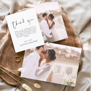 Cartão De Agradecimento Casamento Obrigado Foto Minimalista Simples
