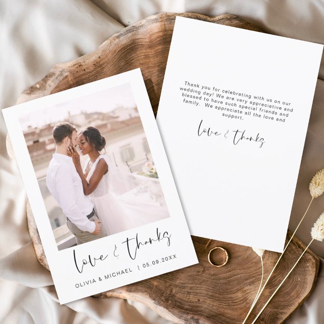 Cartão De Agradecimento Casamento Obrigado Foto Simples Minimalista (Criador carregado)