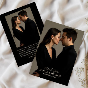 Cartão De Agradecimento Casamento Obrigado Mensagem 2 Fotos do Elegante Pr