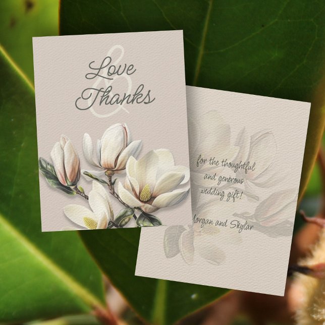 Cartão De Agradecimento Casamento Obrigado Mensagem Southern Magnolia Card (Criador carregado)