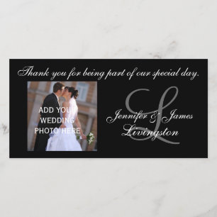 Cartão De Agradecimento Casamento Obrigado Monograma e Fotografia de Casal