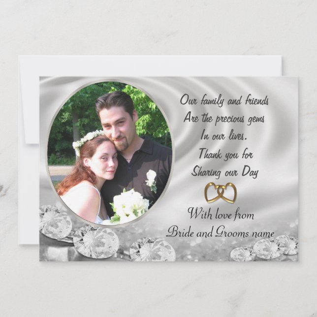 Cartão De Agradecimento Casamento Obrigado por favores com retrato (Frente)