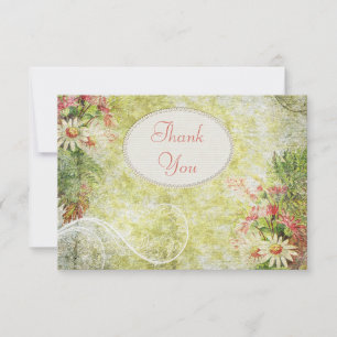 Cartão De Agradecimento Casamento Obrigado Shabby Chic Daisy & Flores Selv