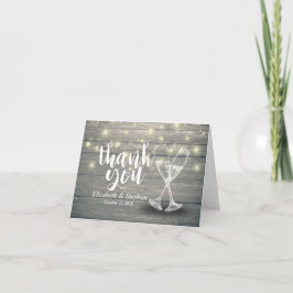Cartão De Agradecimento Casamento Obrigado Vidros De Champanhe Luzes De Ma