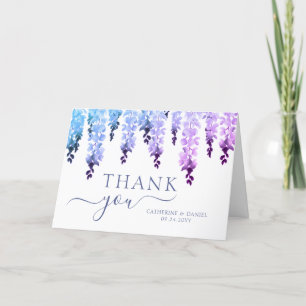 Cartão De Agradecimento Casamento Obrigado Watercolor Wisteria Floral