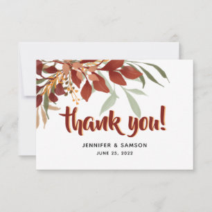 Cartão De Agradecimento Casamento outono Boêmico Russo de Aquarela