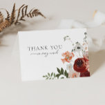 Cartão De Agradecimento Casamento outono da Boêmia de outono Obrigado Note<br><div class="desc">Este Casamento Boêmiano de outono Obrigado Notecard da Coleção Emilia apresenta florais desenhados à mão em tons de burgundy,  rosa e ouro. Personalize-o com seus detalhes de forma fácil e rápida. Basta pressionar o botão 'personalizar' para reorganizar e formatar o estilo e a posição do texto.</div>