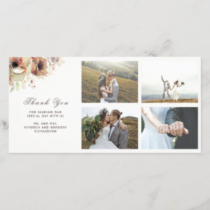 Cartão De Agradecimento Casamento outono de Flores de Vintage com Aquarela