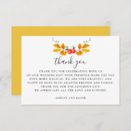 Cartão De Agradecimento Casamento outono de lenha aquática. outono Botânic