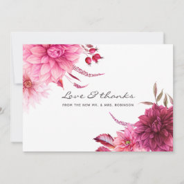 Cartão De Agradecimento Casamento outono de outono de Borgonha e Blush