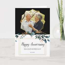 Cartão De Agradecimento Casamento outono Elegante Floral Azul Profundo