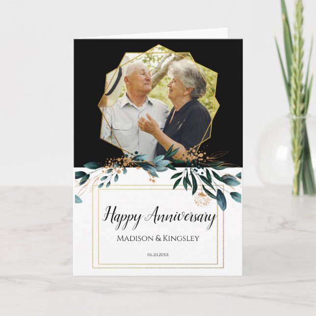 Cartão De Agradecimento Casamento outono Elegante Floral Azul Profundo (Frente)