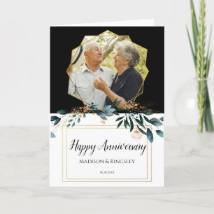 Cartão De Agradecimento Casamento outono Elegante Floral Azul Profundo