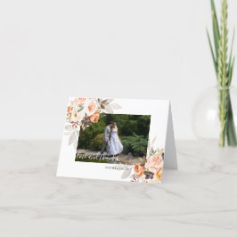 Cartão De Agradecimento Casamento outono Floral Boho de Foto Terracotta
