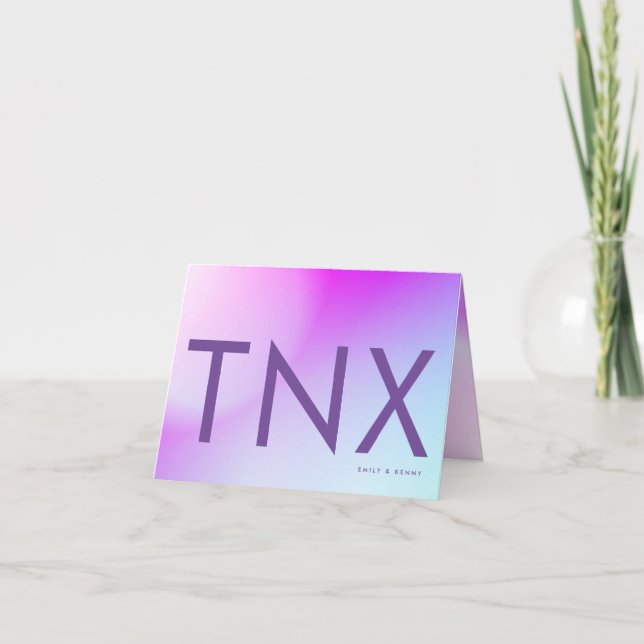 Cartão De Agradecimento Casamento outono Roxo Gradiente Ultra Moderno (Frente)