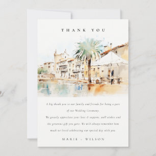 Cartão De Agradecimento Casamento Paisagem Aquarela em Maiorca Espanha
