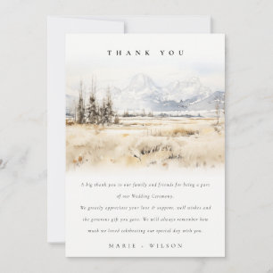 Cartão De Agradecimento Casamento Paisagem Aquarela Jackson Hole Wyoming