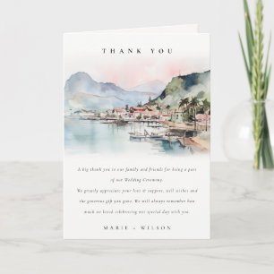 Cartão De Agradecimento Casamento Paisagem Aquarela Kauai Havaí