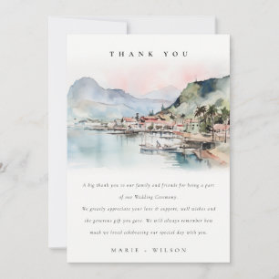 Cartão De Agradecimento Casamento Paisagem Aquarela Kauai Hawaii