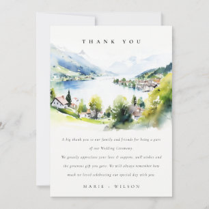 Cartão De Agradecimento Casamento Paisagem Aquarela Lungern Suíça