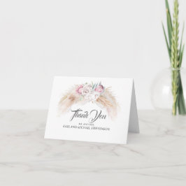 Cartão De Agradecimento Casamento Pampas Grass King Protea Rosa Obrigado