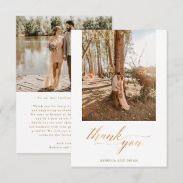 Cartão De Agradecimento Casamento Personalizado 2 Fotografia com Foto Gold