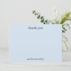 Cartão De Agradecimento Casamento Personalizado Azul Suave Retro Minimalis