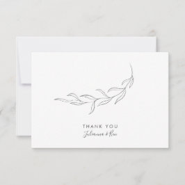 Cartão De Agradecimento Casamento Personalizado Botânico Moderno Minimalis