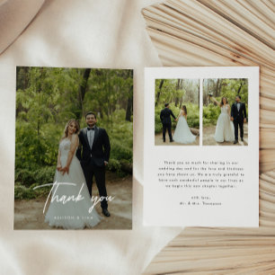 Cartão De Agradecimento Casamento Personalizado com Script Moderno 3-Foto